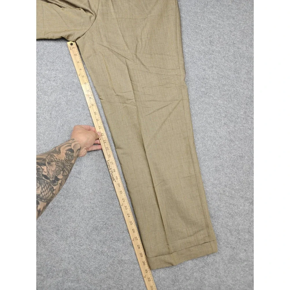 Vintage Ermenegildo Zegna Pants Mens 36x32 Beige Wool Viscose Pleated Dress